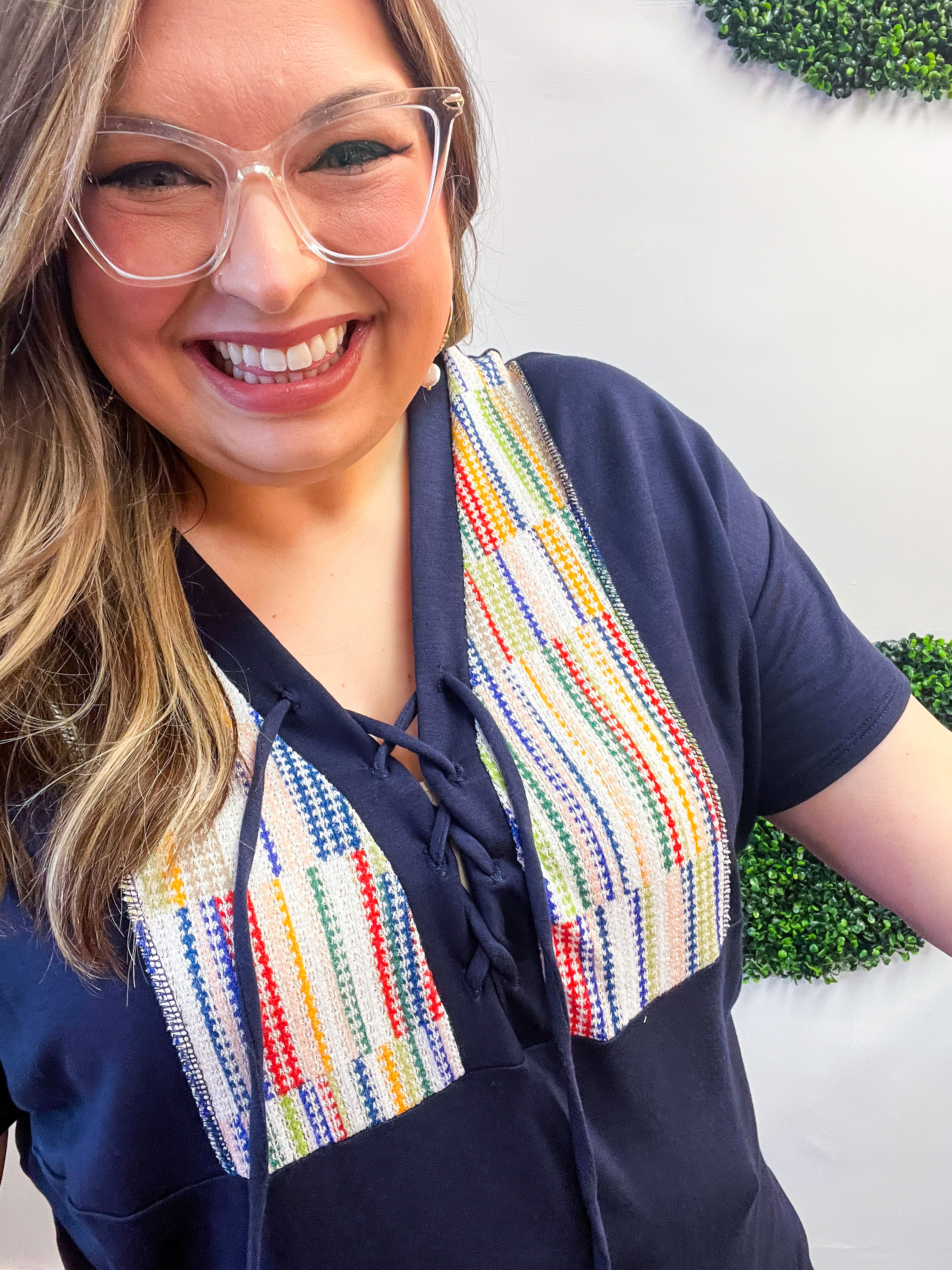 Threaded Charm Top in Navy