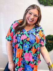 Bright Side Blooms Top in Navy