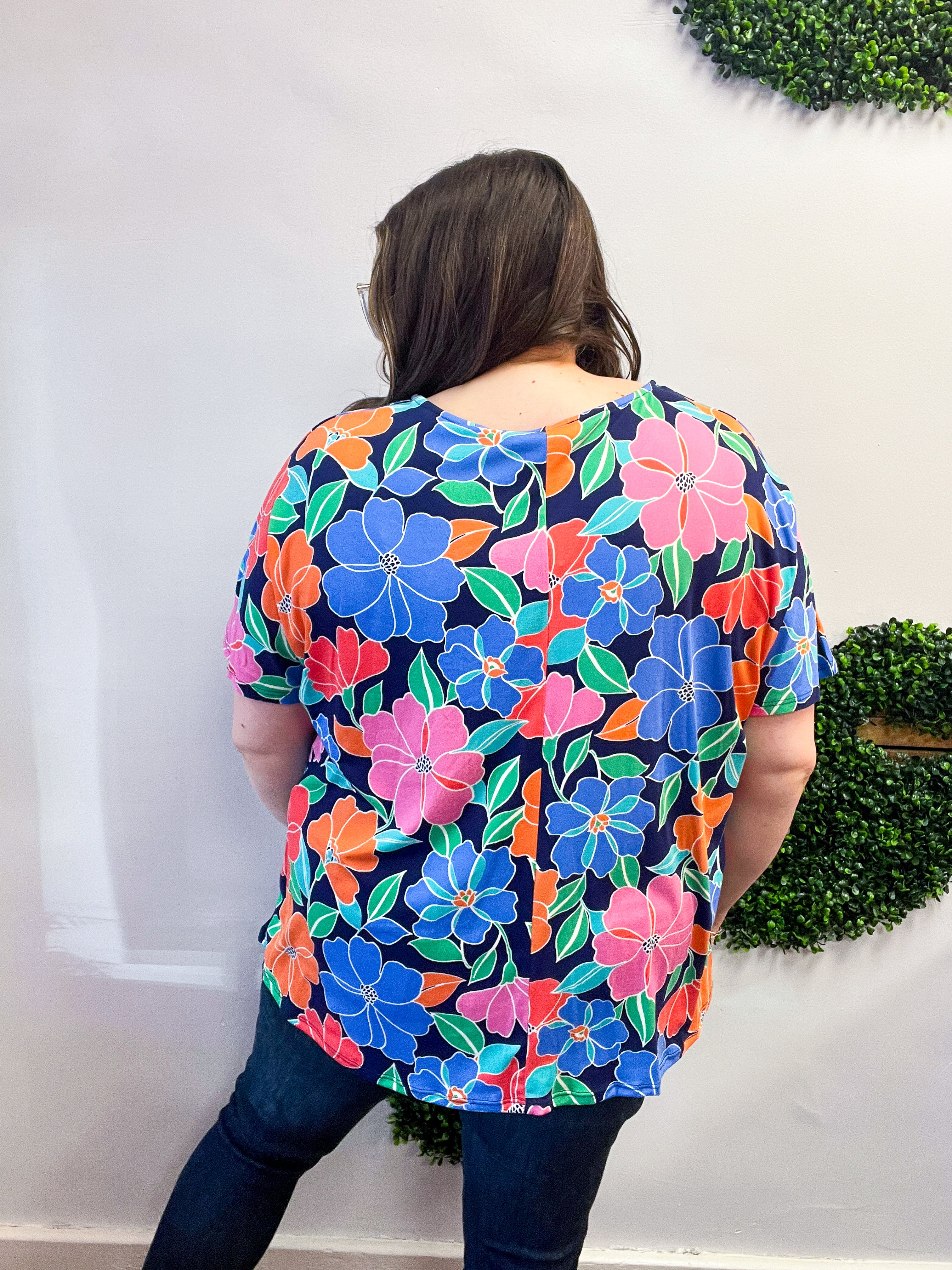 Bright Side Blooms Top in Navy