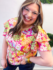 Groovy Garden Top in Fuchsia
