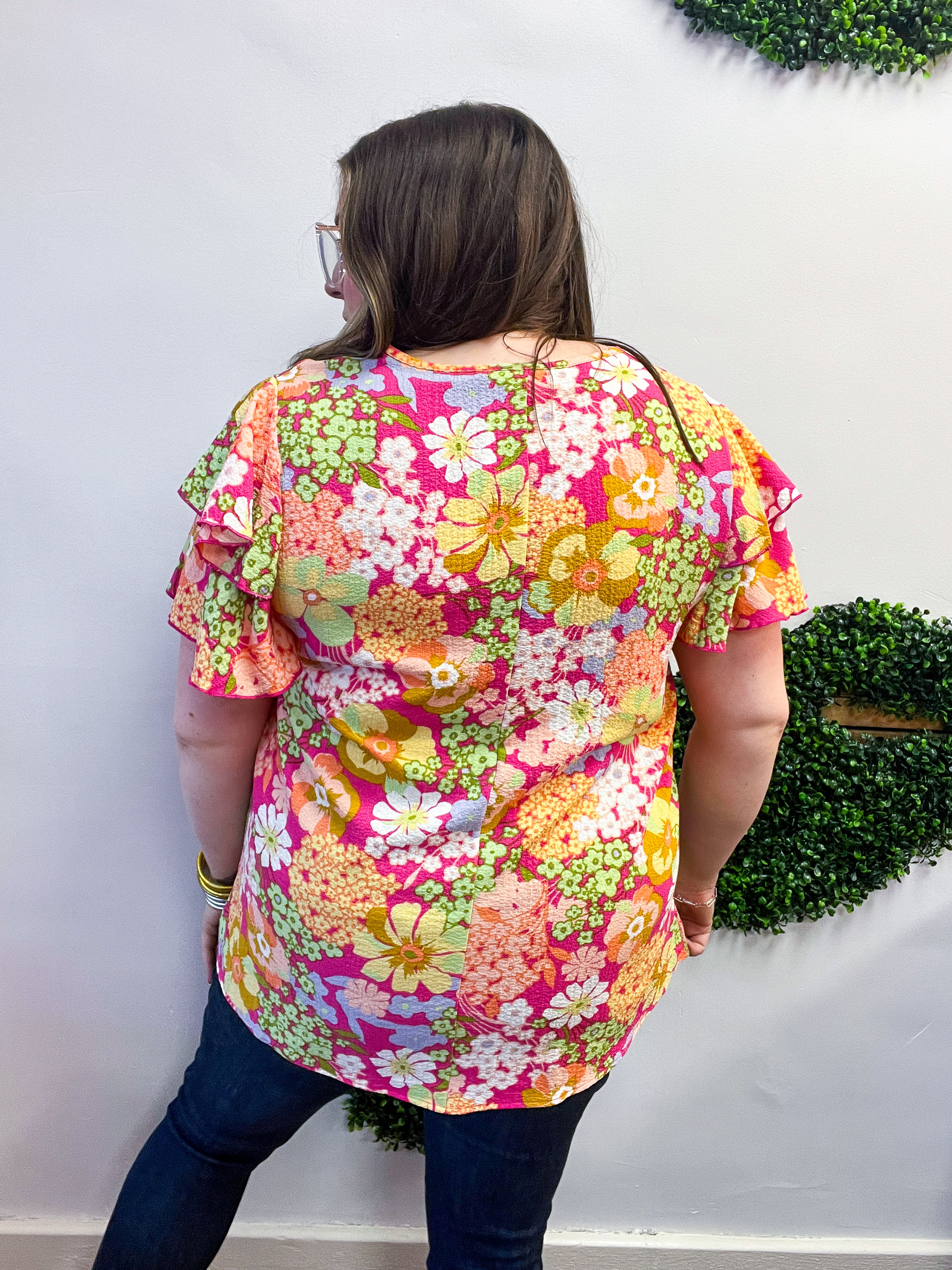 Groovy Garden Top in Fuchsia