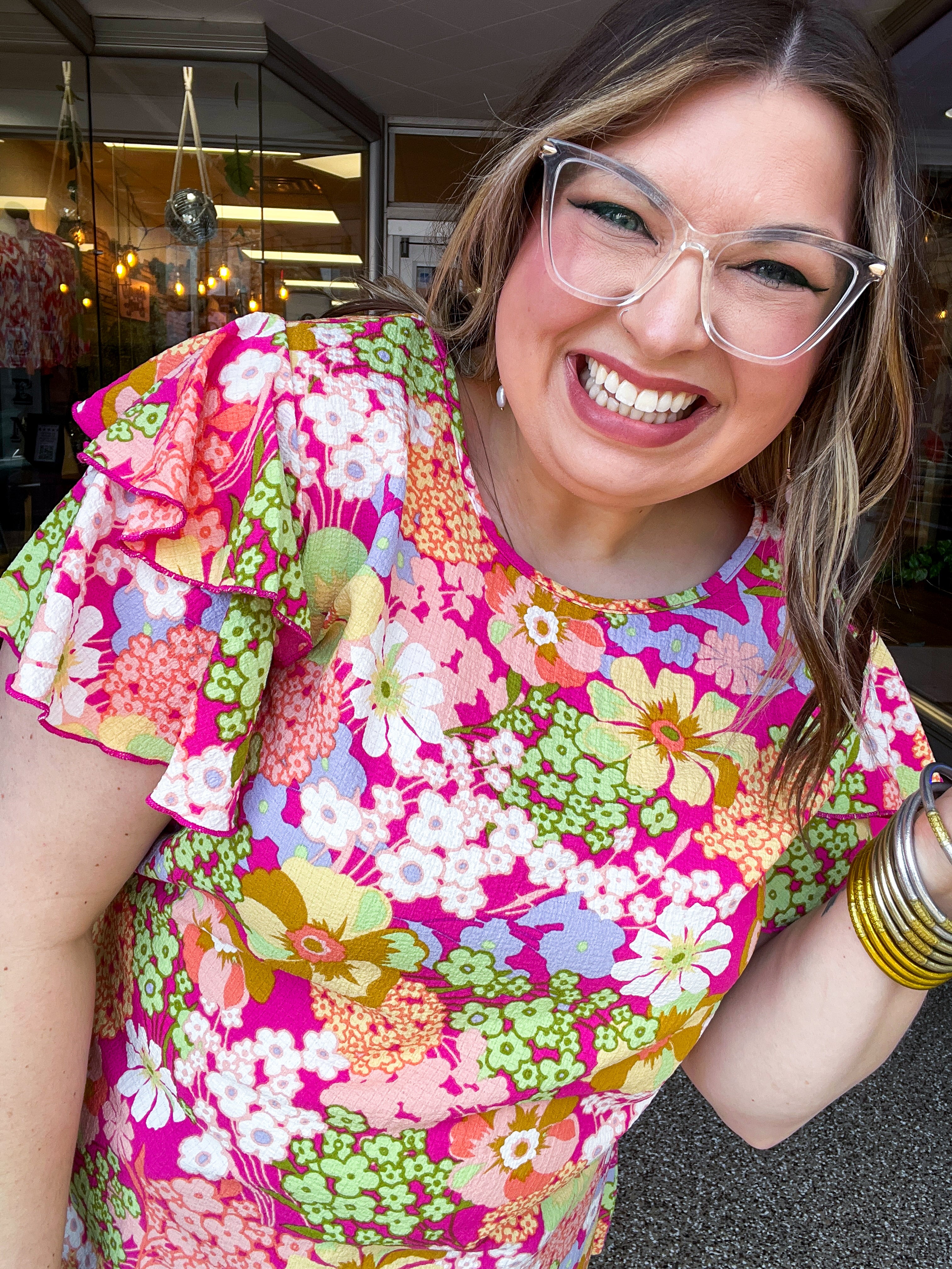 Groovy Garden Top in Fuchsia