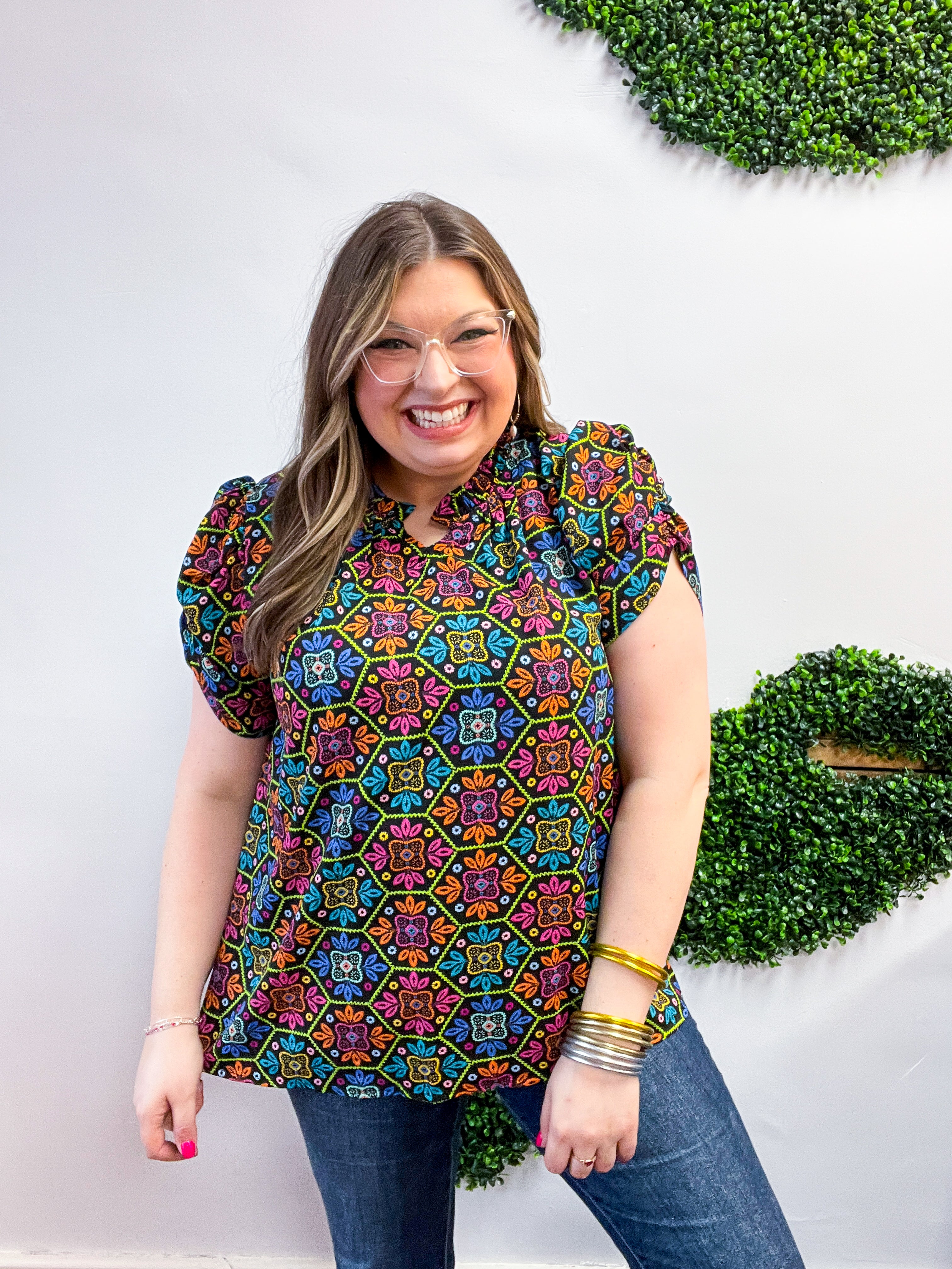 Neon Mosaic Top