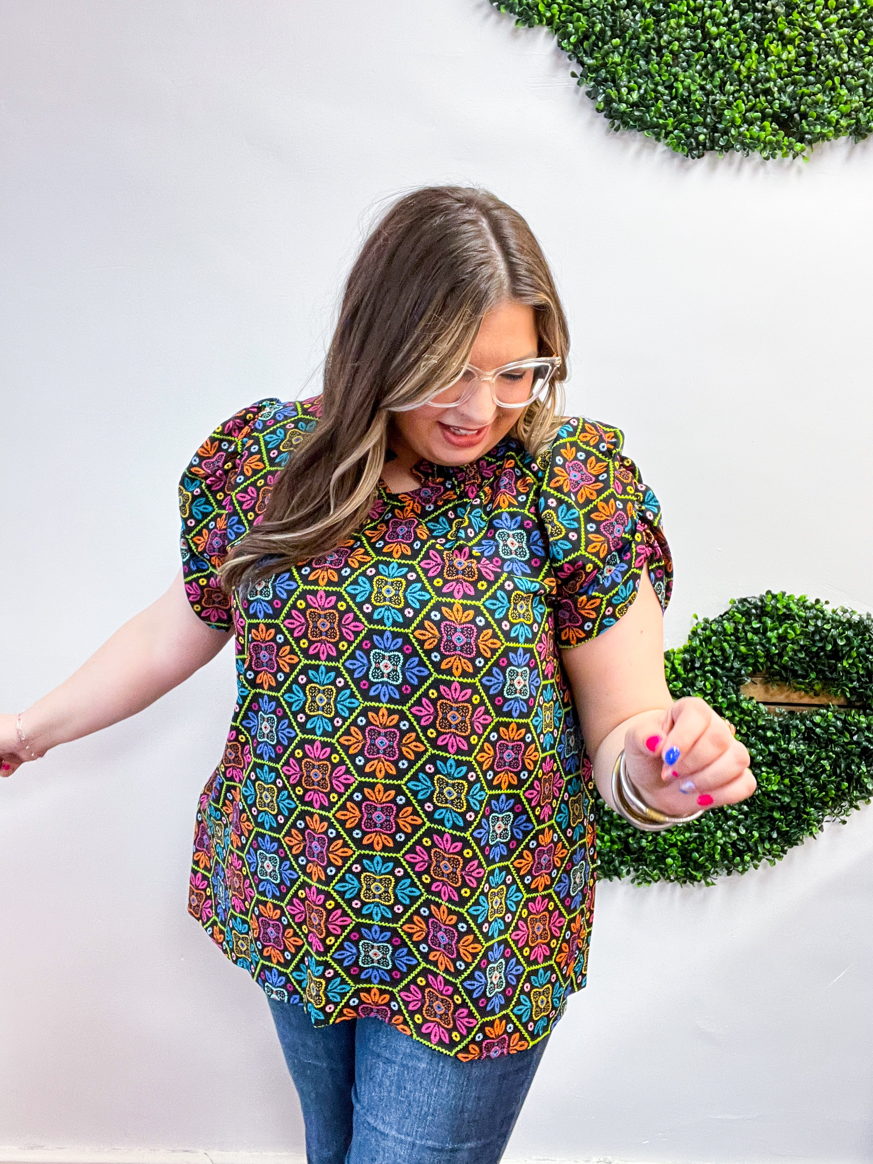 Neon Mosaic Top