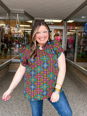 Neon Mosaic Top