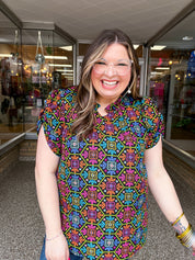 Neon Mosaic Top