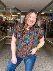 Neon Mosaic Top