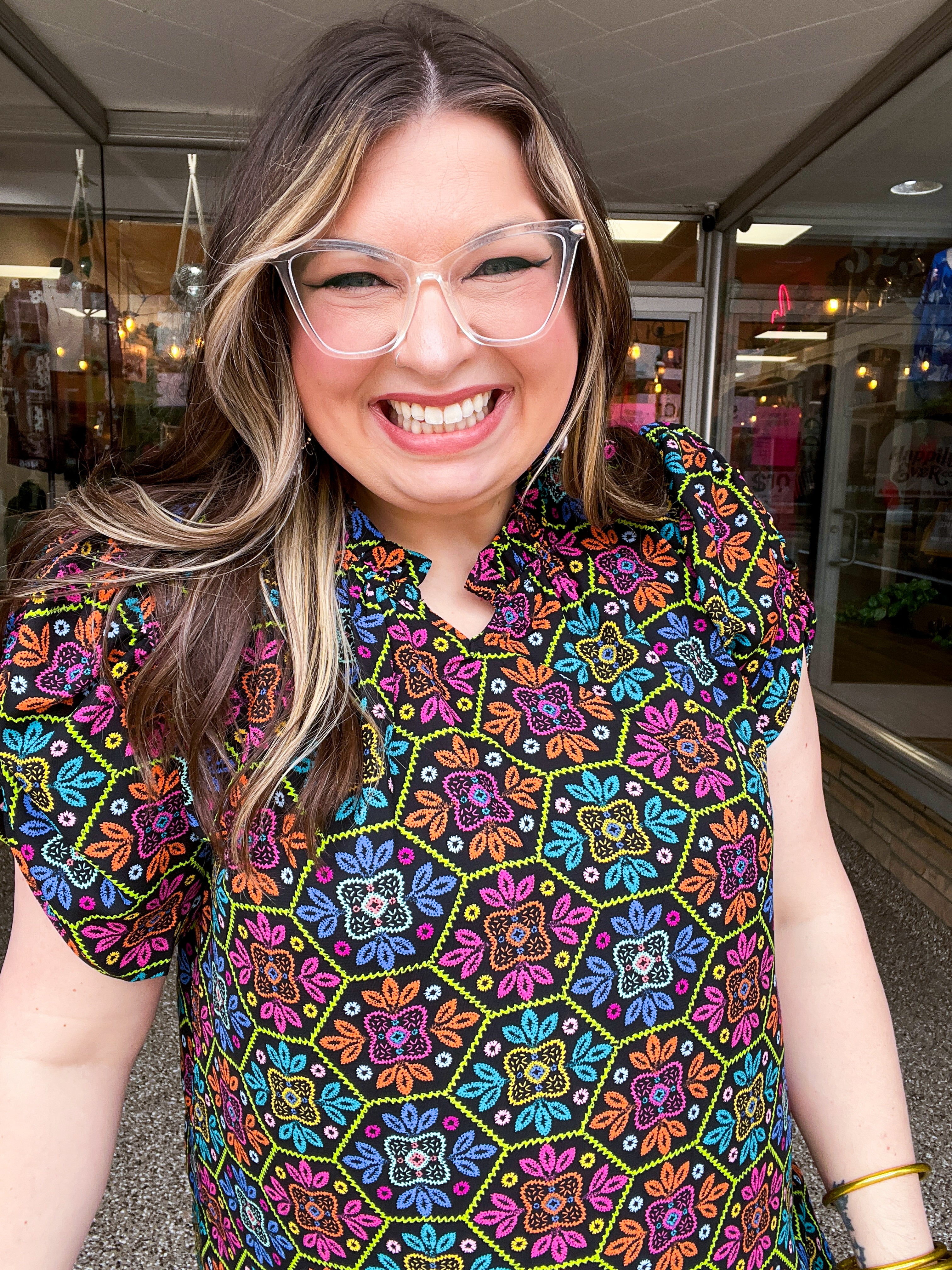 Neon Mosaic Top