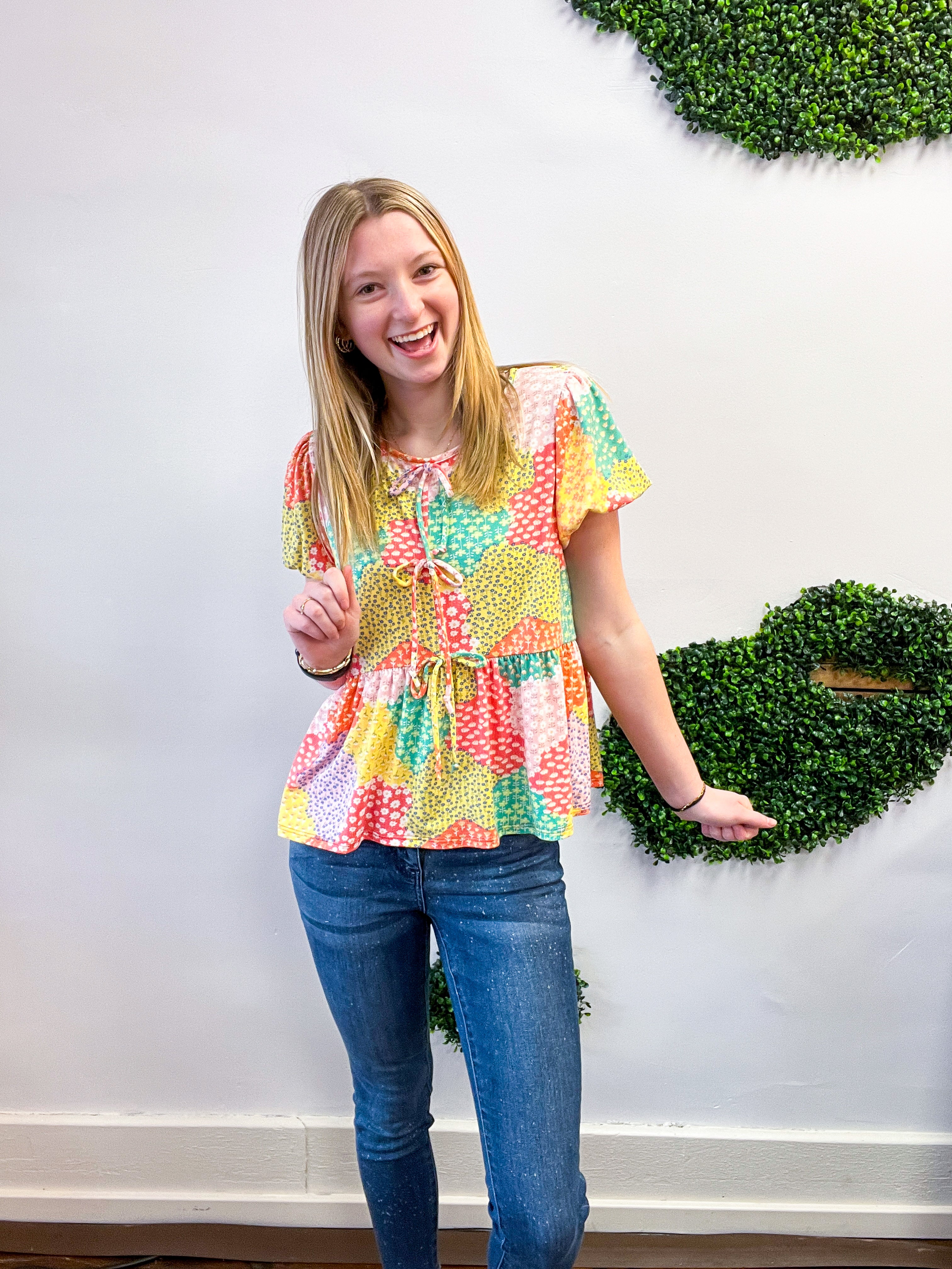 Patchwork Petals Tie Top
