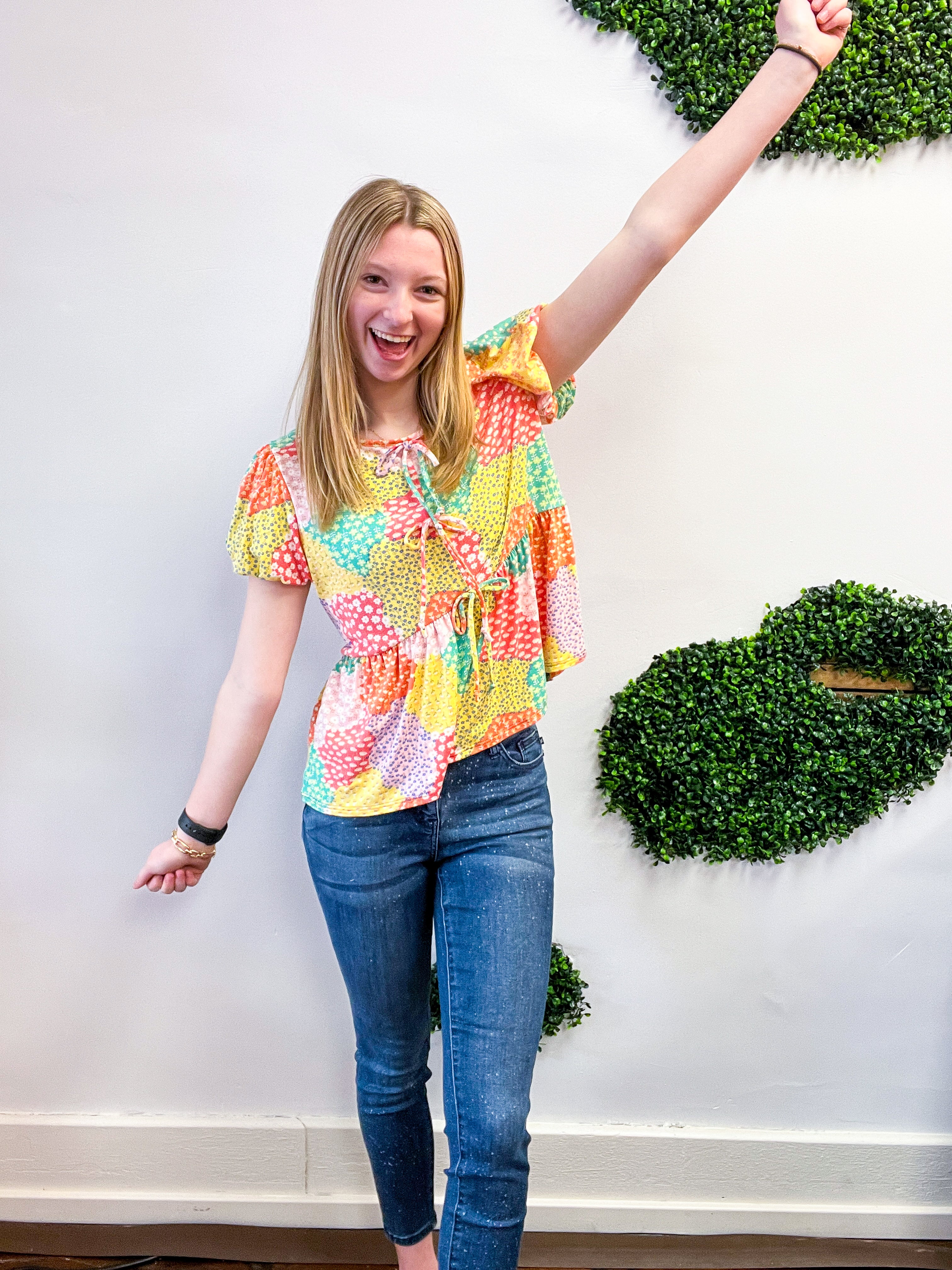 Patchwork Petals Tie Top