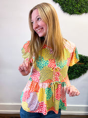 Patchwork Petals Tie Top