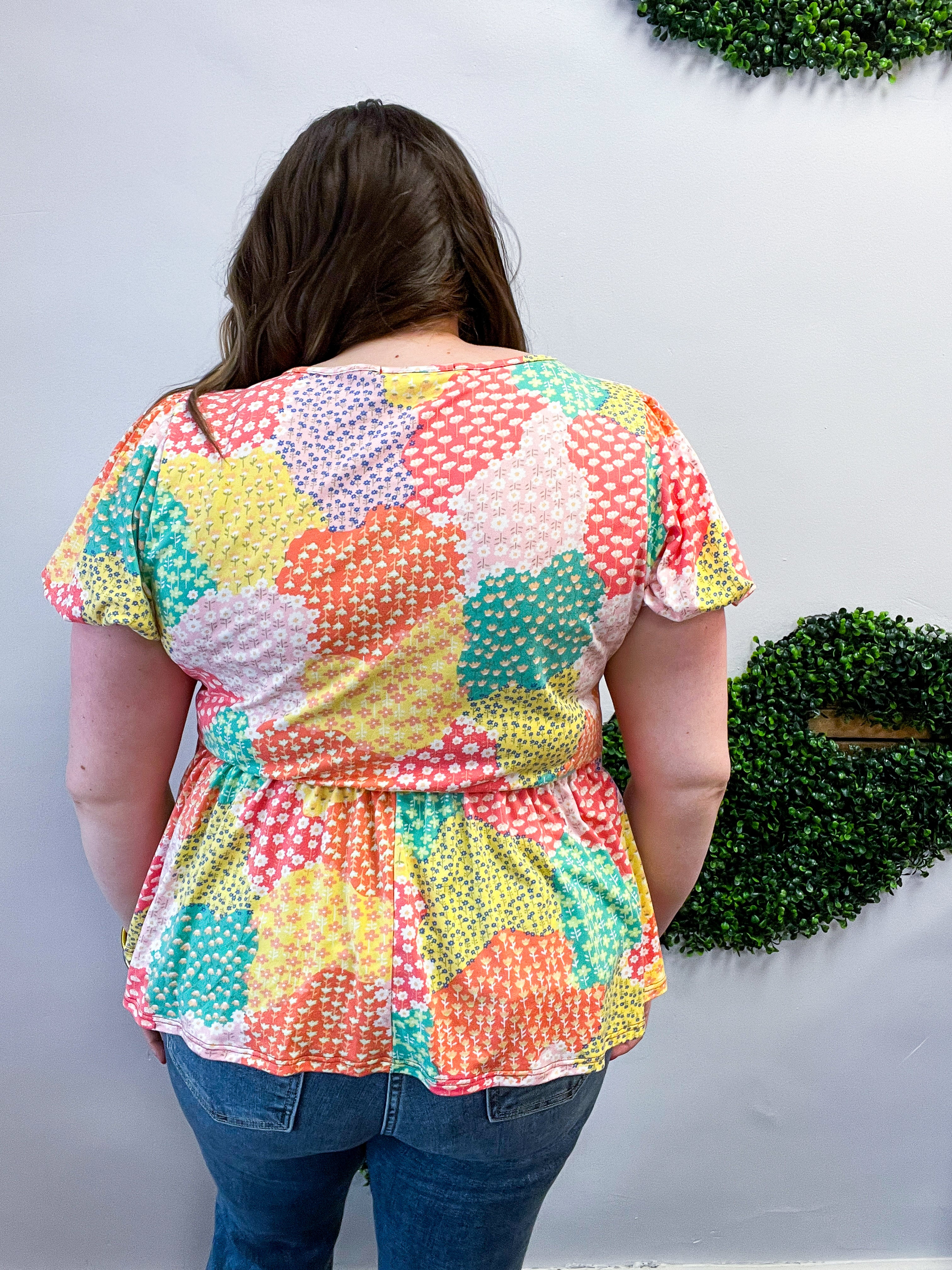 Patchwork Petals Tie Top