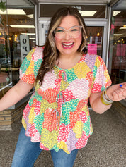 Patchwork Petals Tie Top