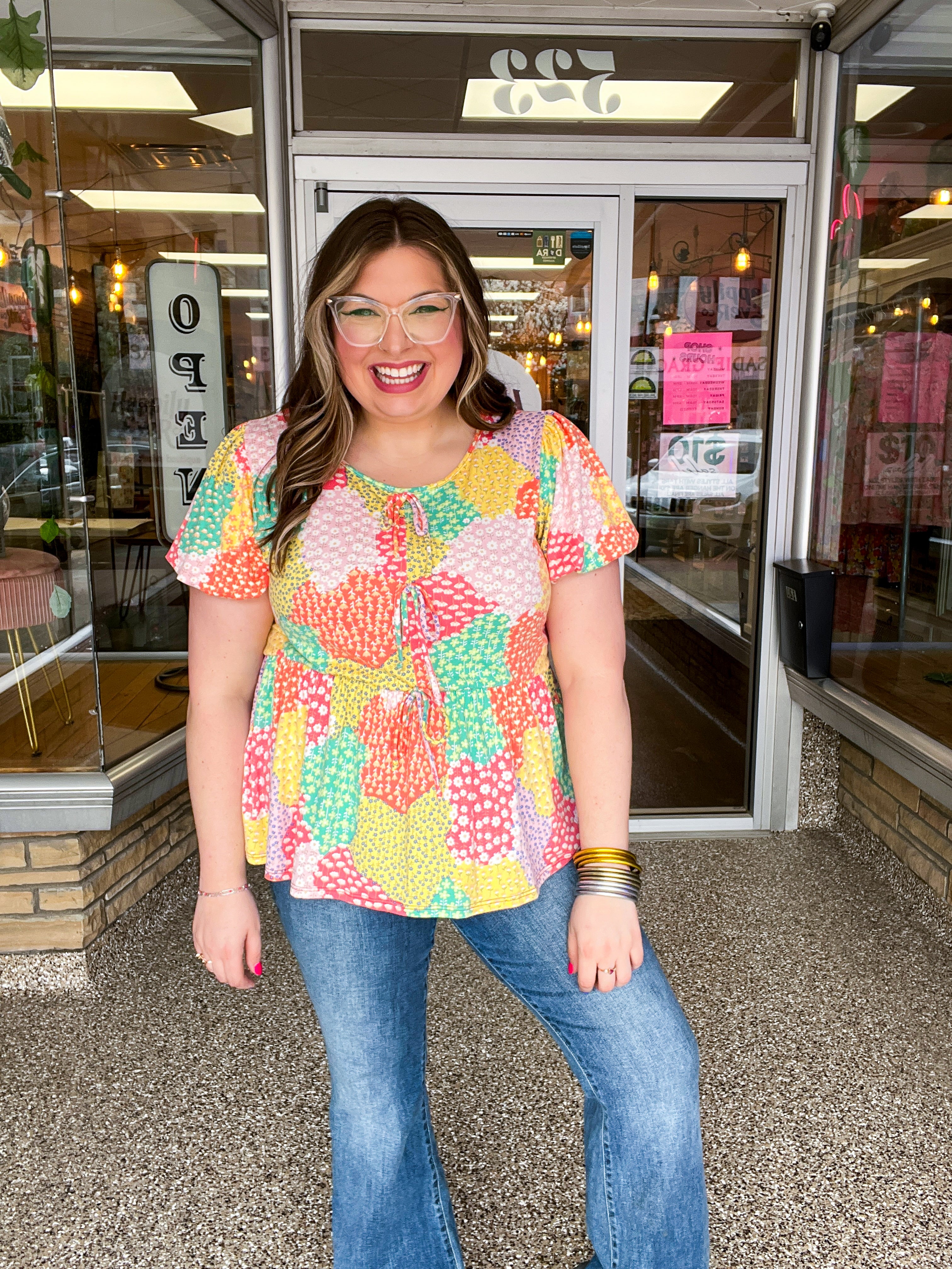 Patchwork Petals Tie Top