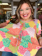 Patchwork Petals Tie Top