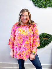 Whimsical Wildflowers 3/4 Bell Sleeve Top