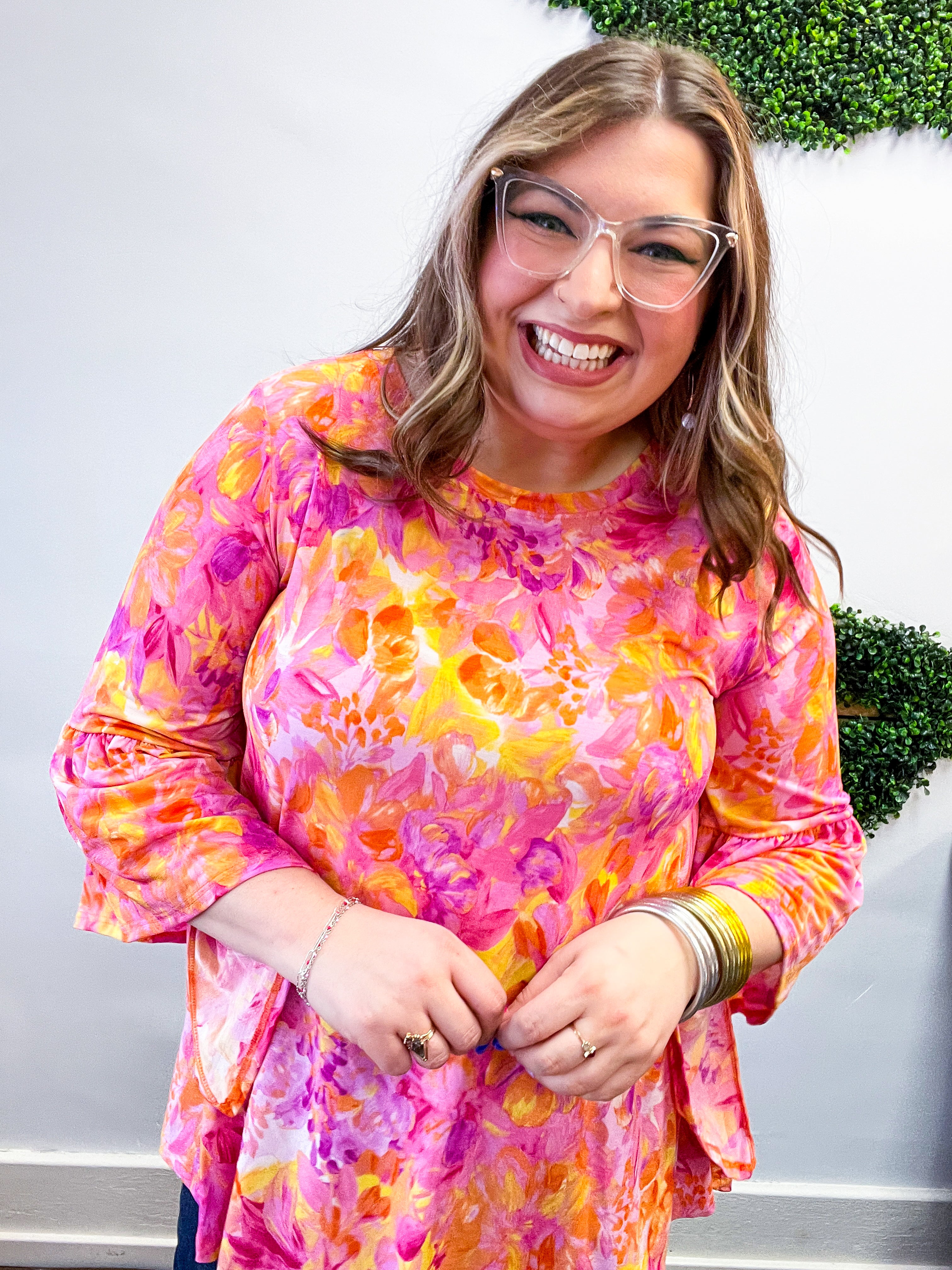 Whimsical Wildflowers 3/4 Bell Sleeve Top