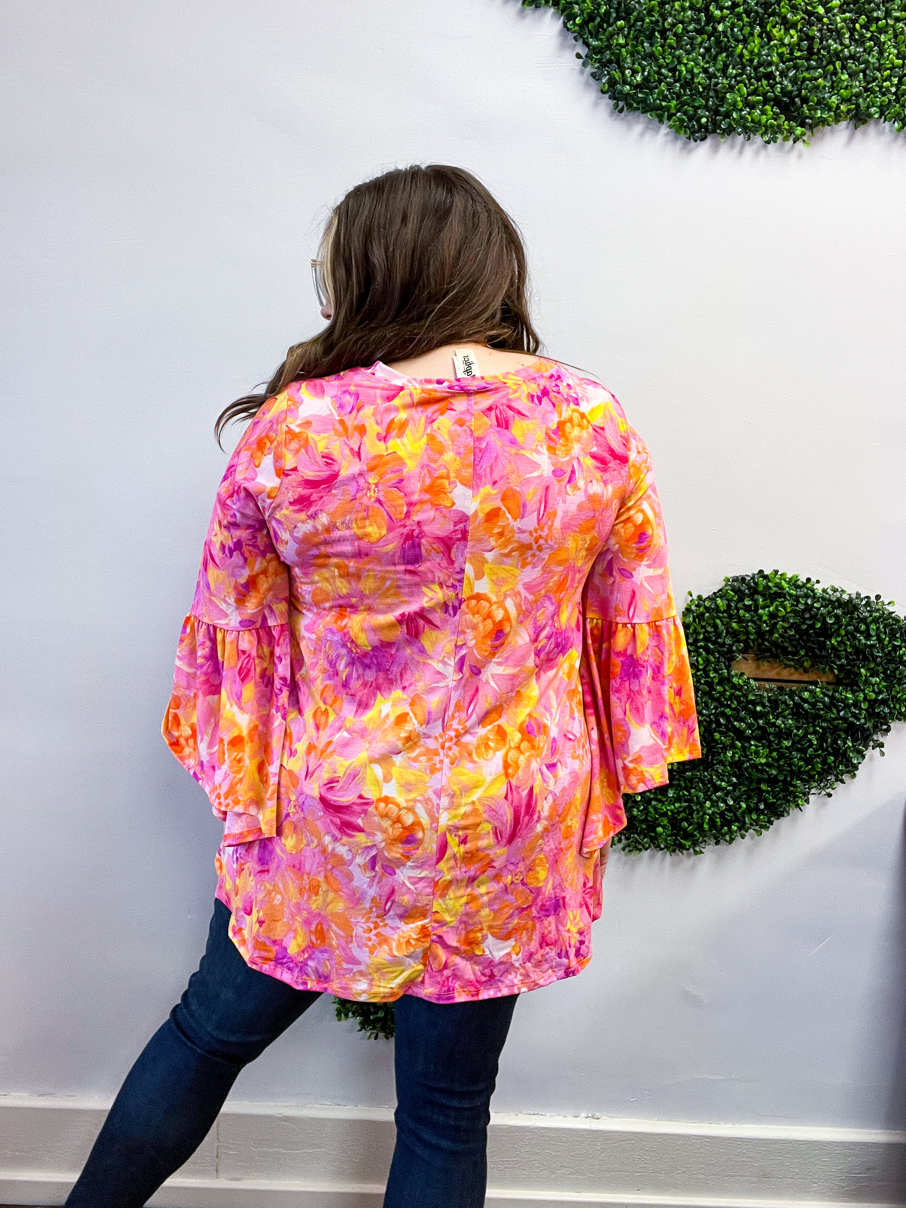 Whimsical Wildflowers 3/4 Bell Sleeve Top
