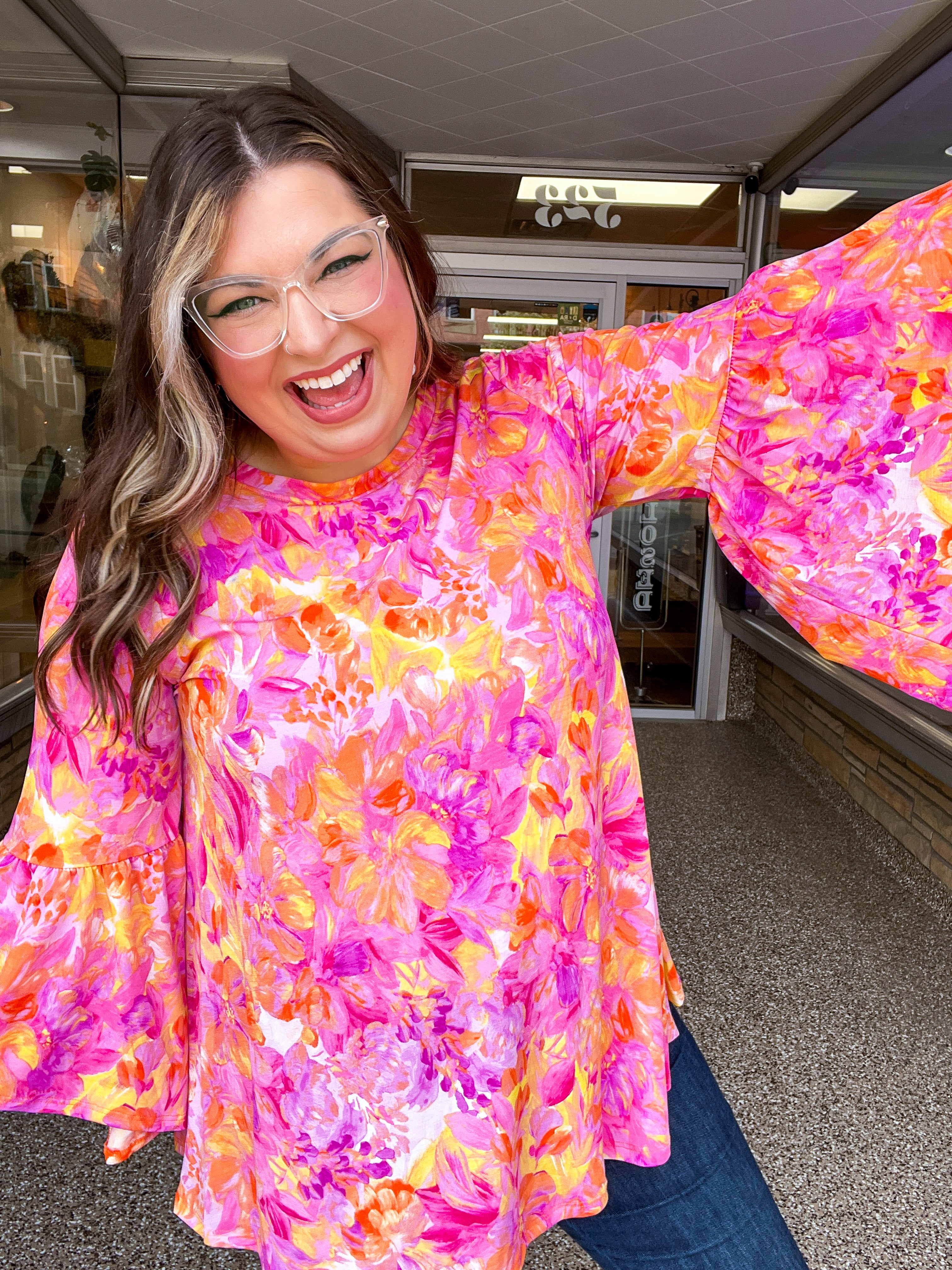Whimsical Wildflowers 3/4 Bell Sleeve Top