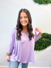 Butter Soft Free Flow 3/4 Sleeve Top in Lavender