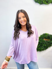 Butter Soft Free Flow 3/4 Sleeve Top in Lavender