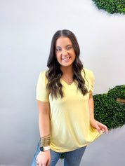 Butter Soft Breeze V Neck Top in Banana