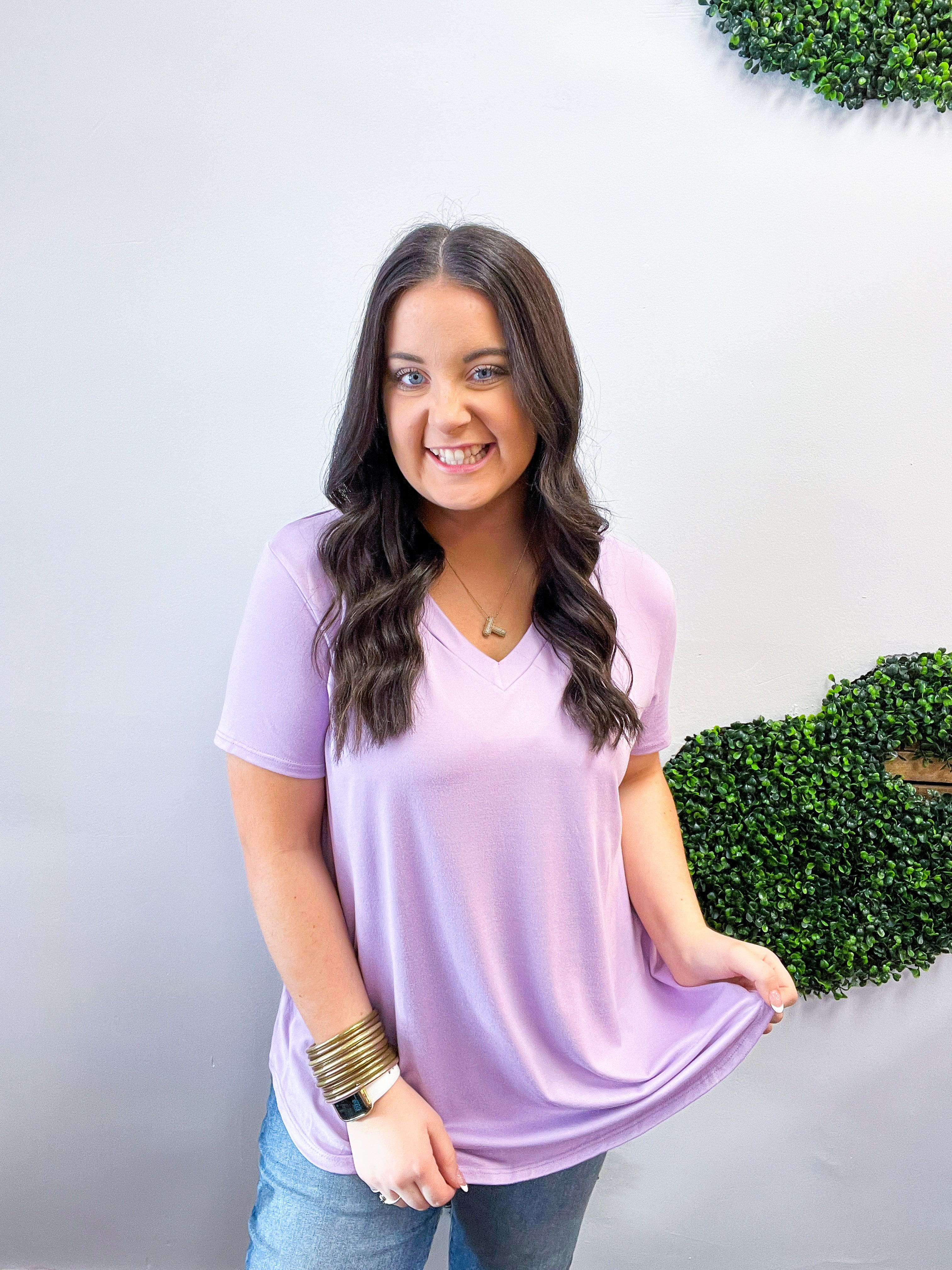 Butter Soft Breeze V Neck Top in Lavender
