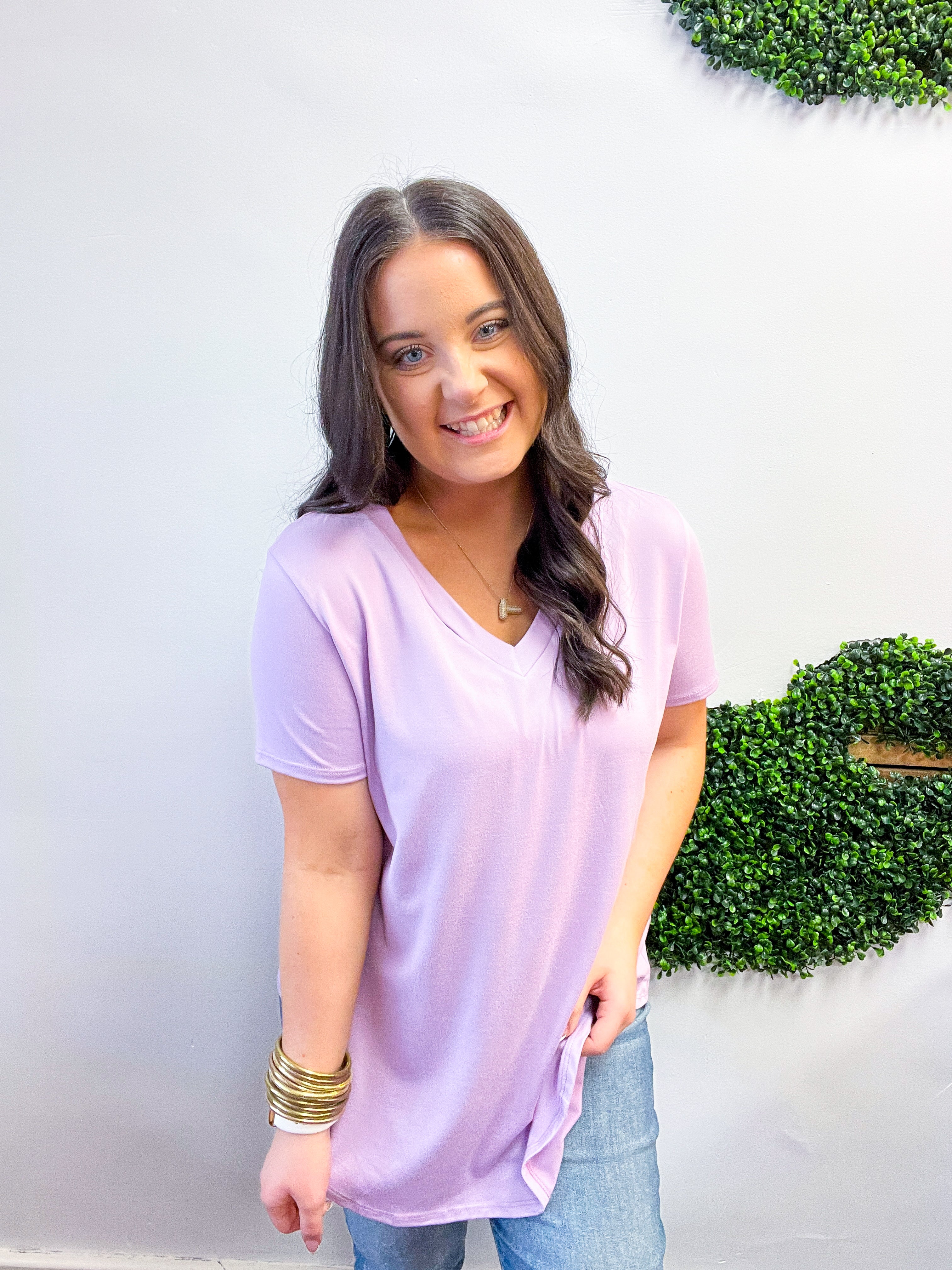 Butter Soft Breeze V Neck Top in Lavender