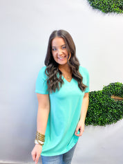 Butter Soft Breeze V Neck Top in Mint