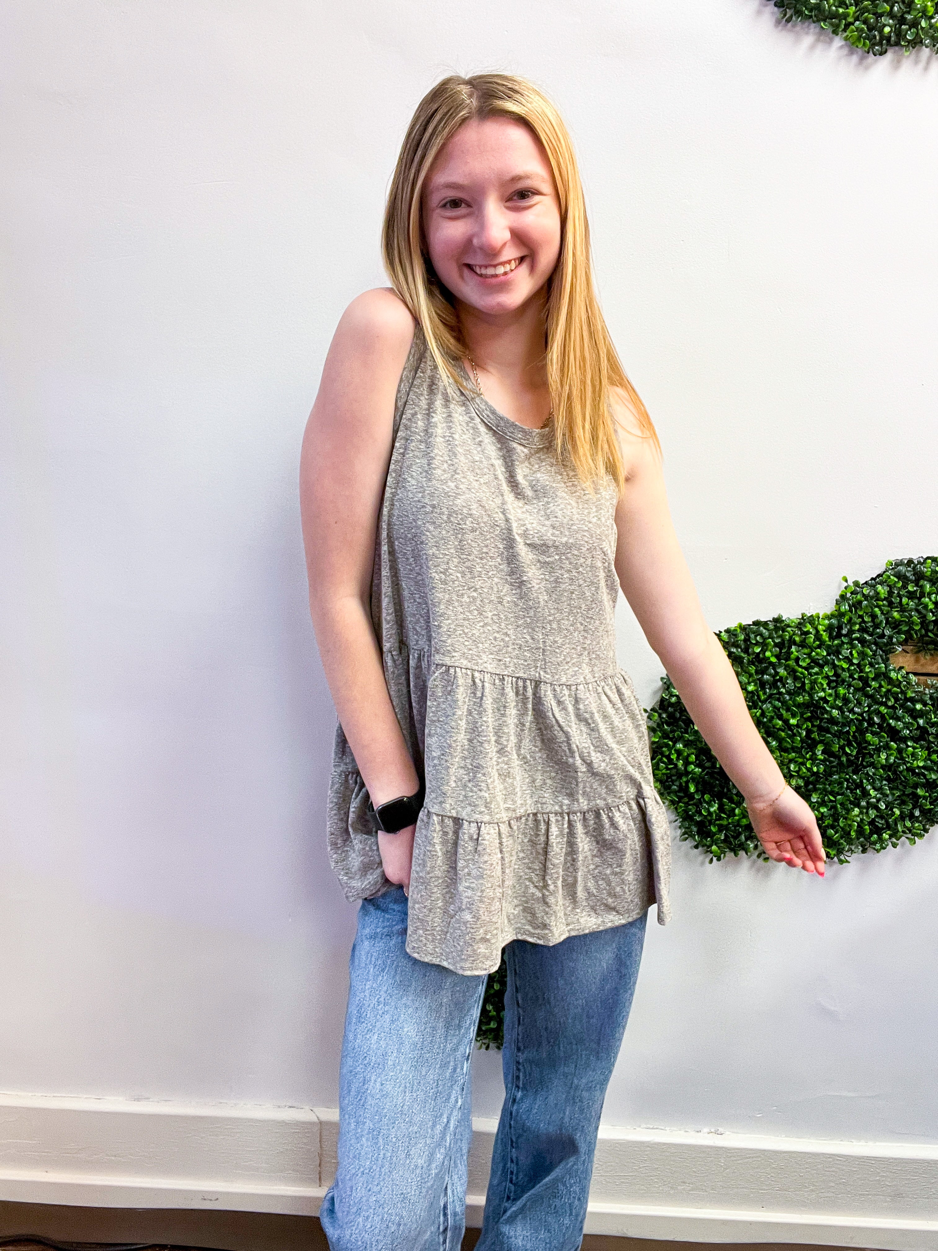 Tiered to Go Tank in Charcoal