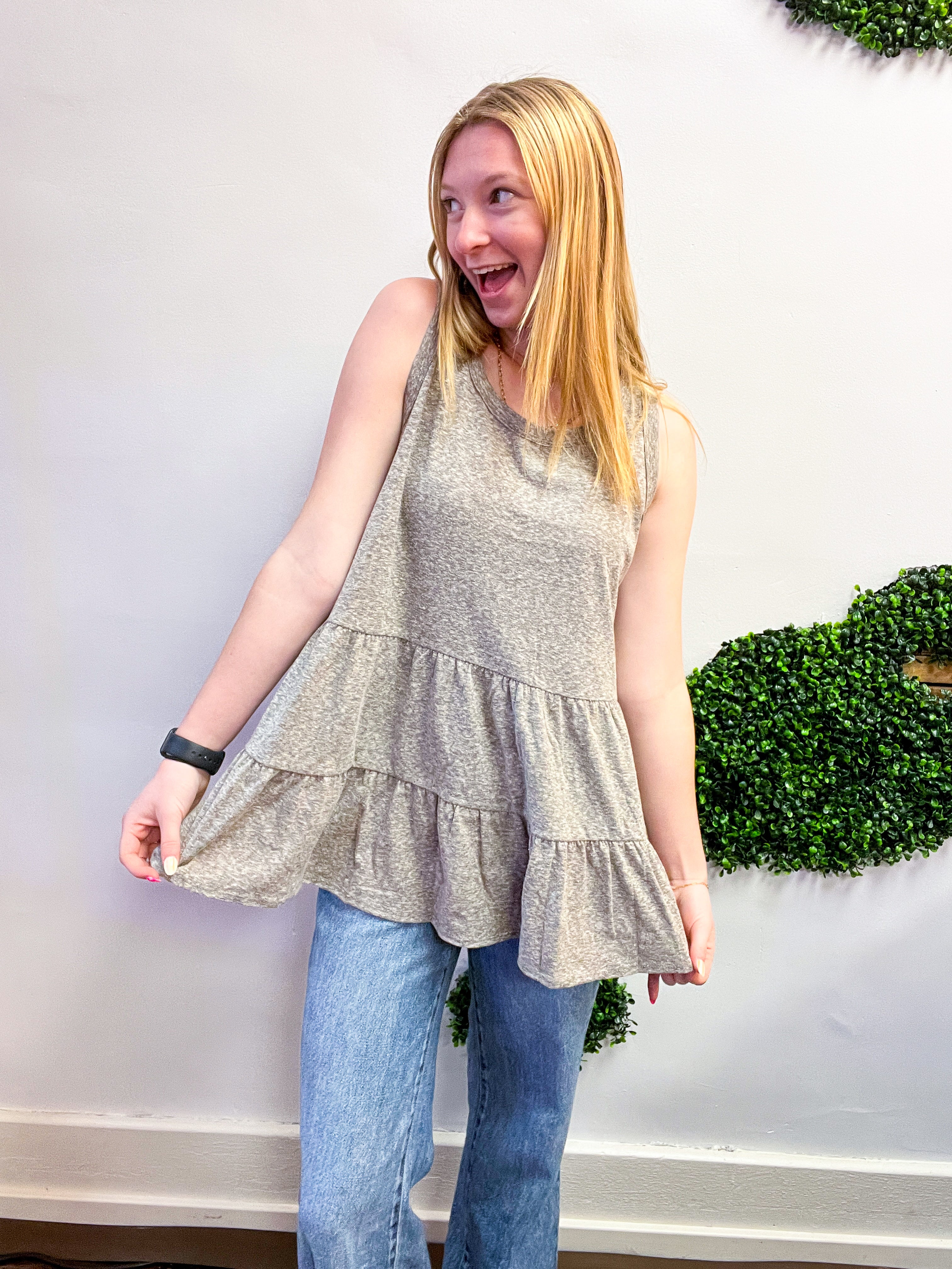 Tiered to Go Tank in Charcoal