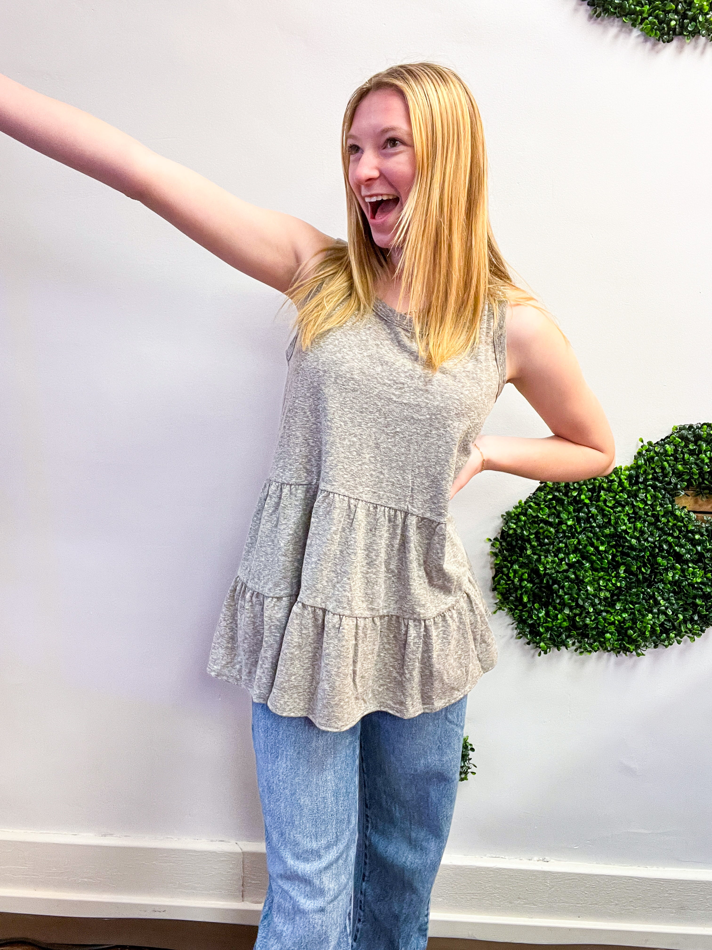 Tiered to Go Tank in Charcoal