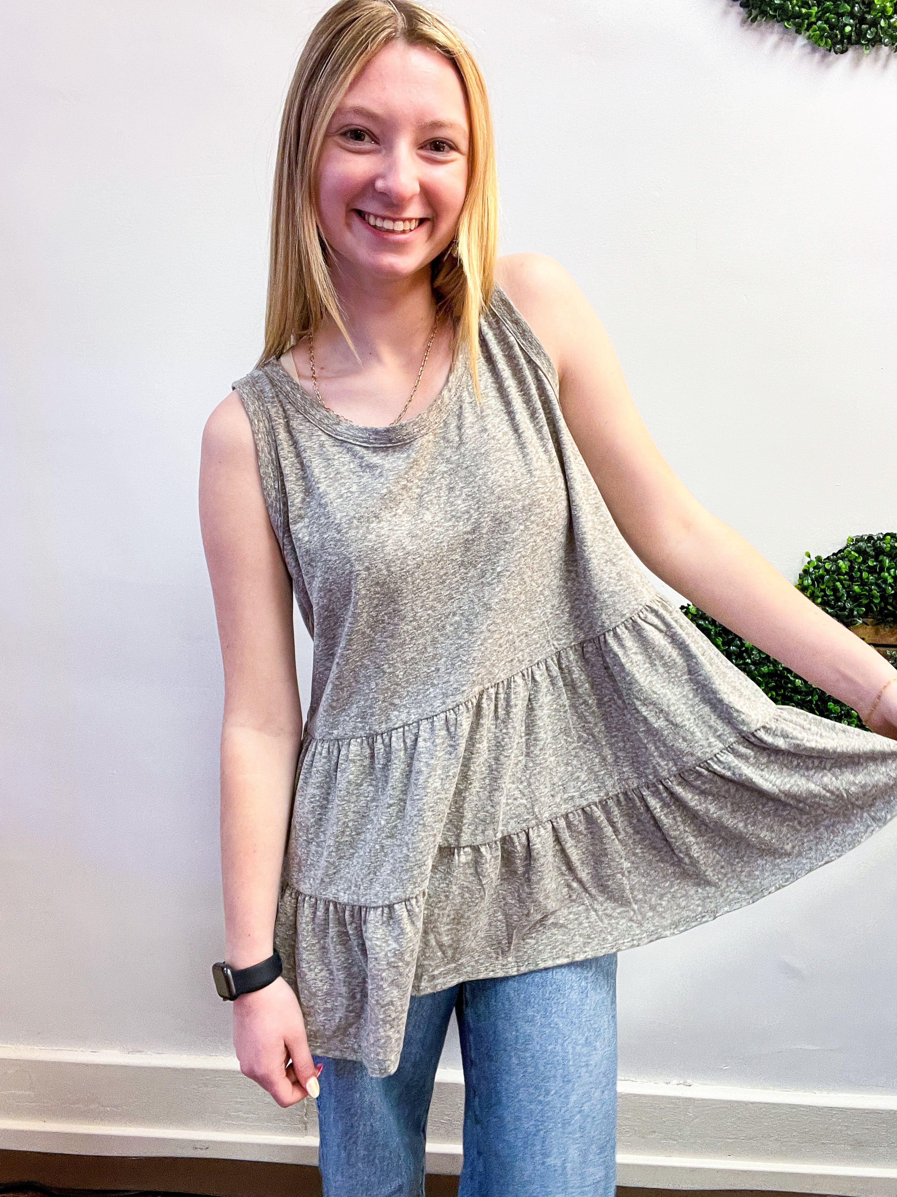 Tiered to Go Tank in Charcoal