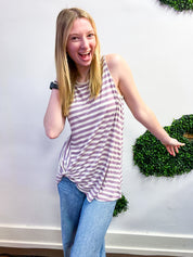 Twist & Stripe Tank in Lavender