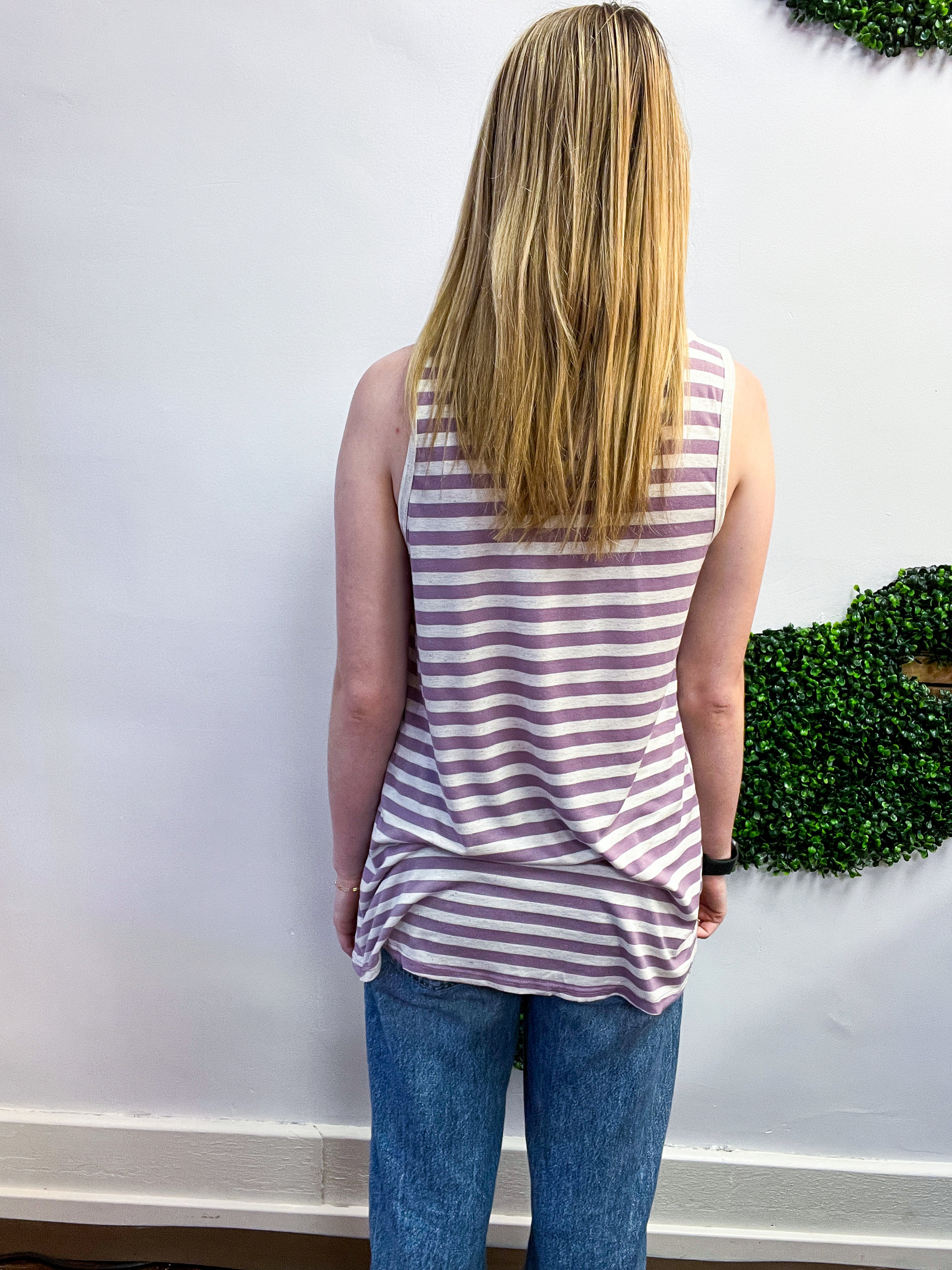 Twist & Stripe Tank in Lavender