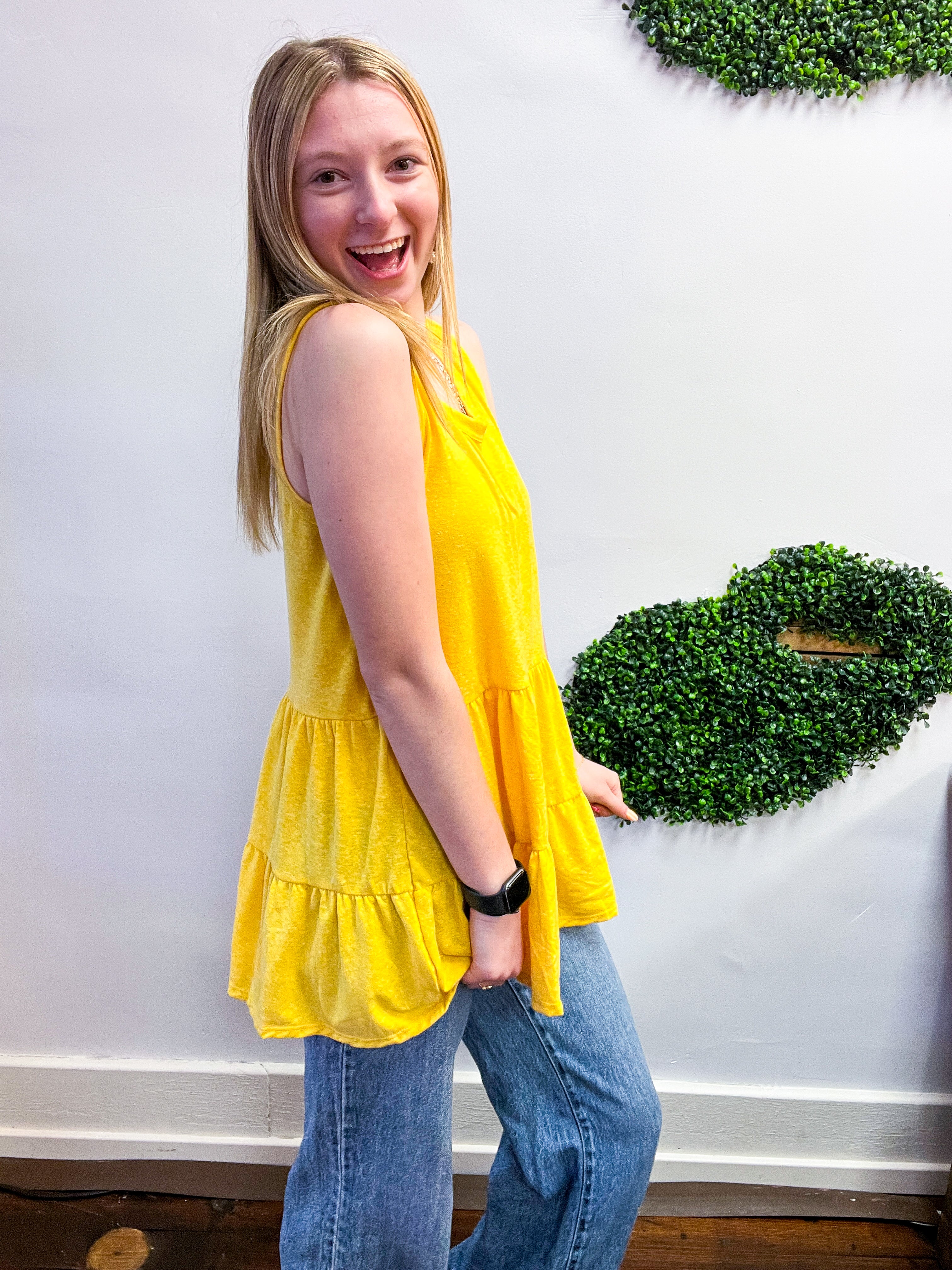 Tiered to Go Tank in Yellow