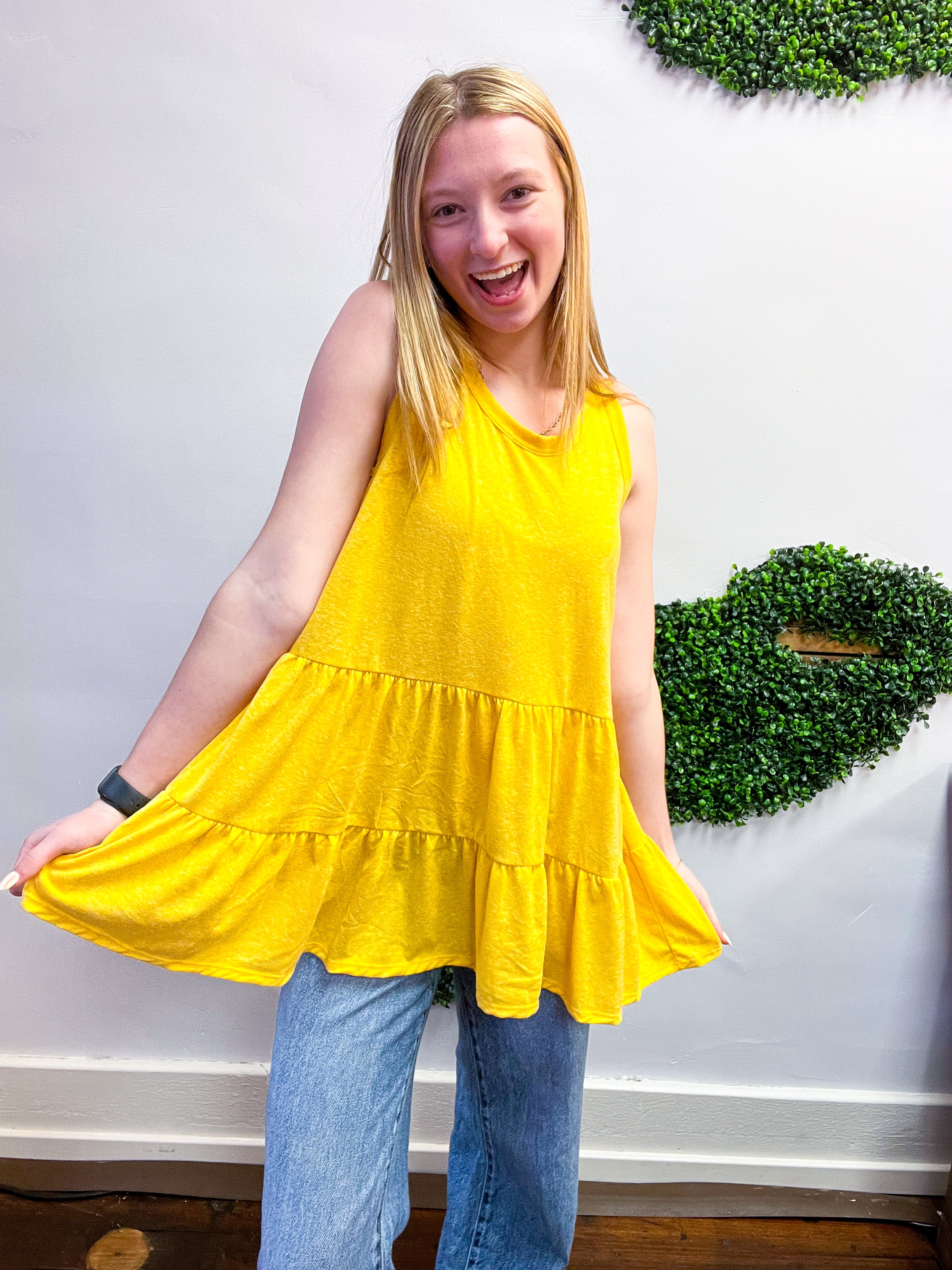 Tiered to Go Tank in Yellow