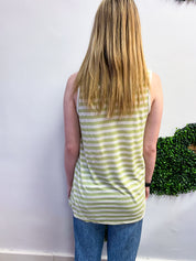 Twist & Stripe Tank in Sage