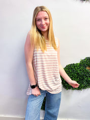 Twist & Stripe Tank in Mauve