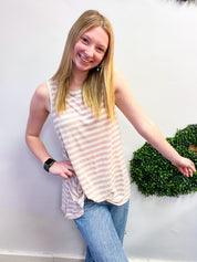 Twist & Stripe Tank in Mauve