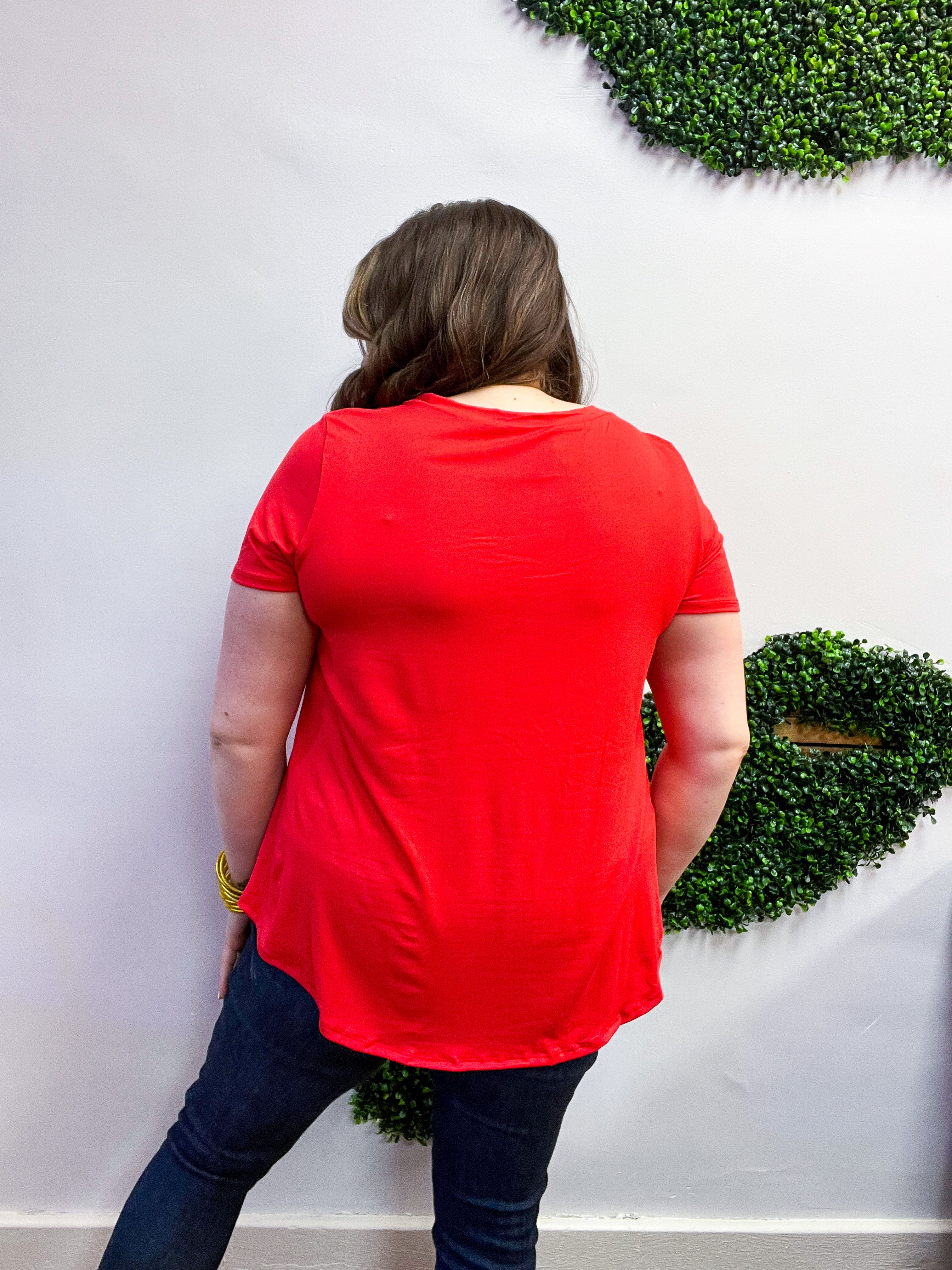 Butter Soft Breeze V Neck Top in Red