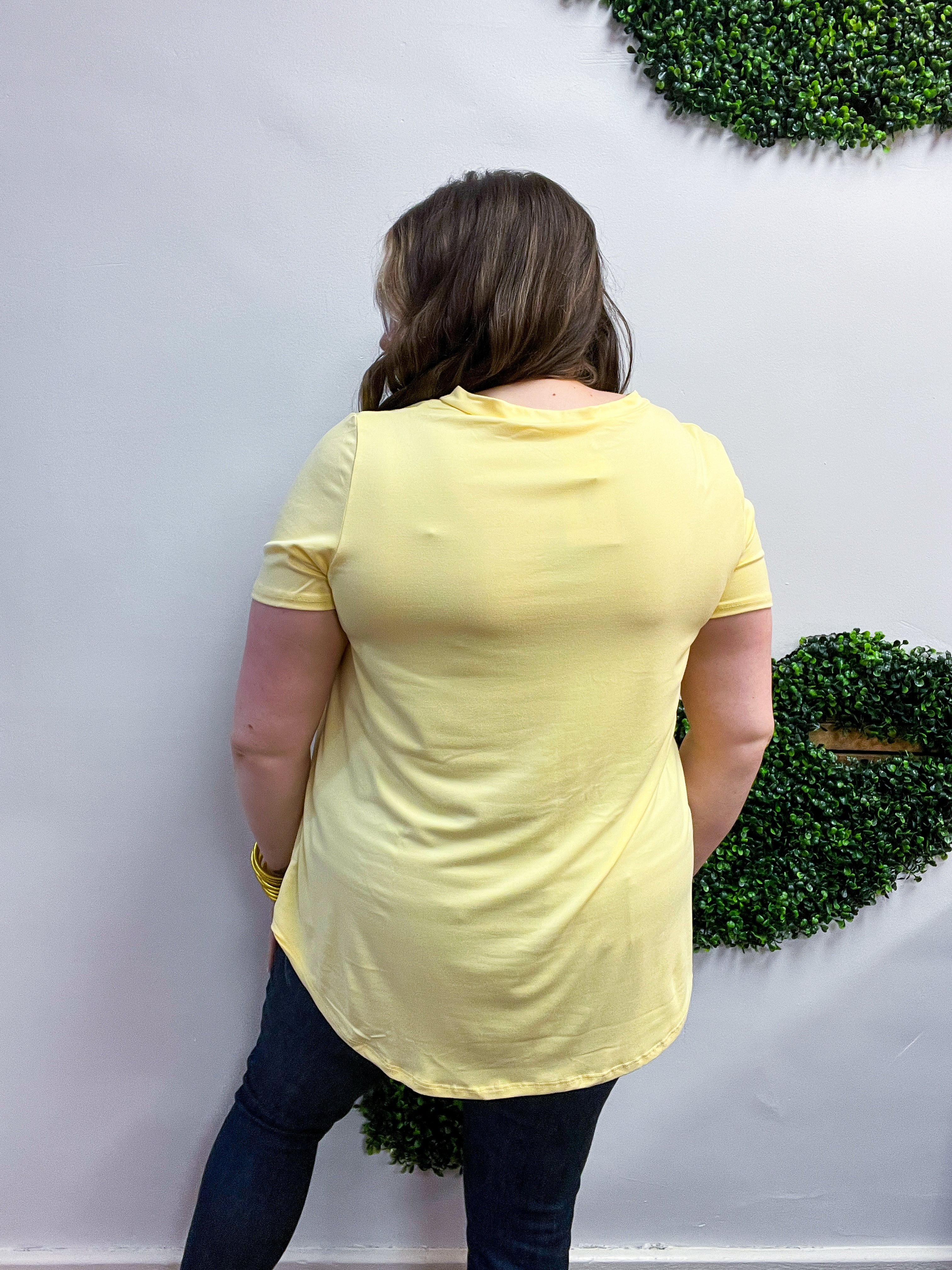 Butter Soft Breeze V Neck Top in Banana