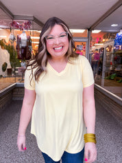 Butter Soft Breeze V Neck Top in Banana