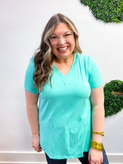 Butter Soft Breeze V Neck Top in Mint