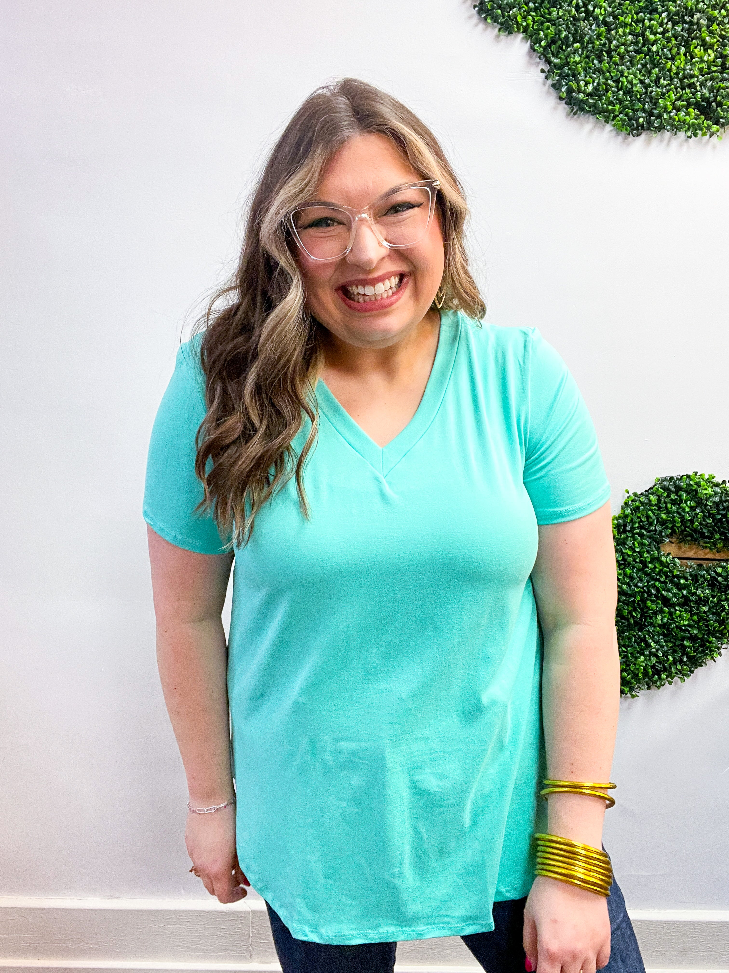 Butter Soft Breeze V Neck Top in Mint