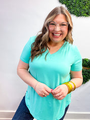 Butter Soft Breeze V Neck Top in Mint