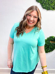 Butter Soft Breeze V Neck Top in Mint