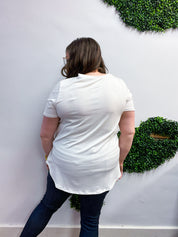 Butter Soft Breeze V Neck Top in Off White