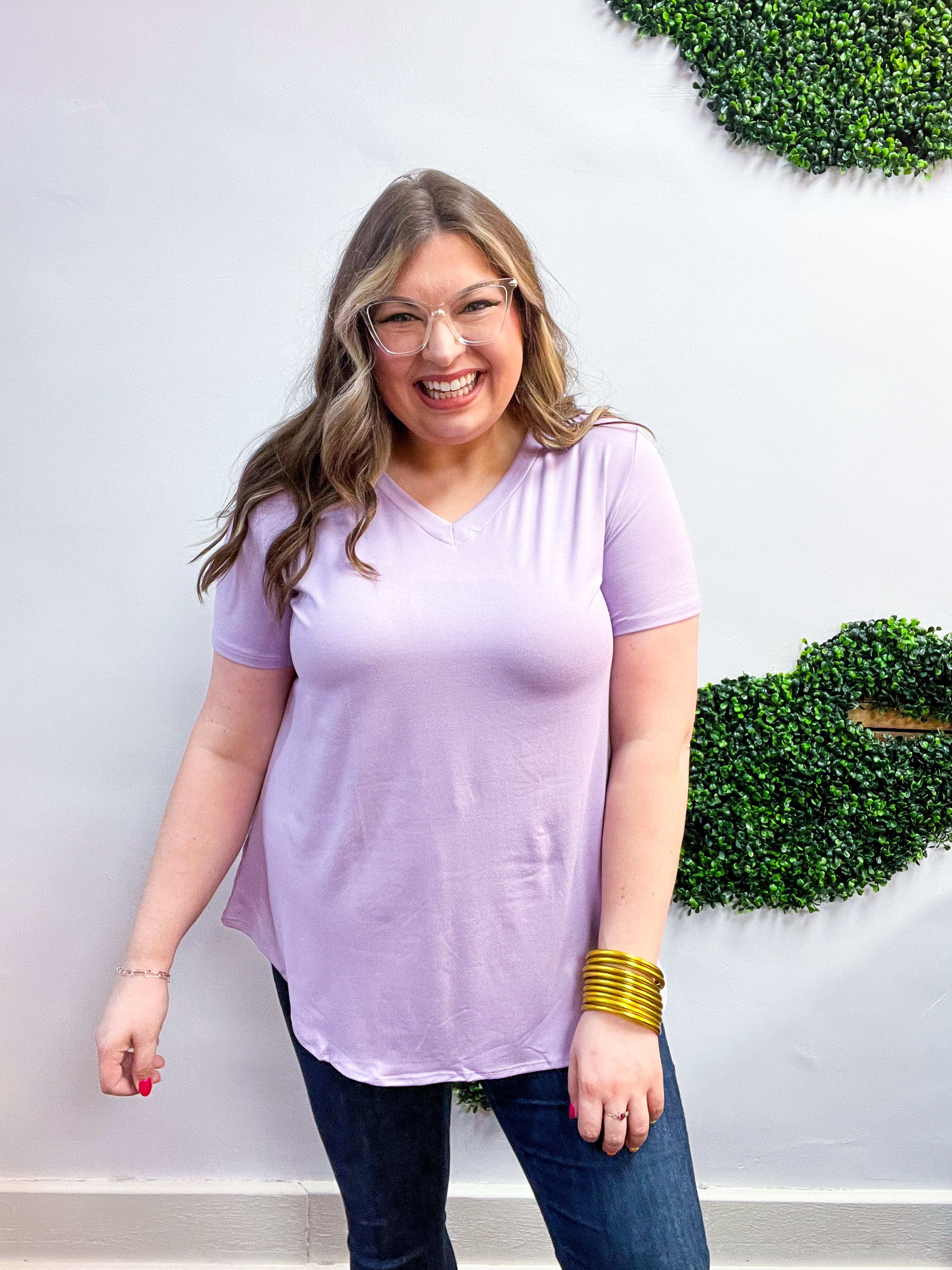 Butter Soft Breeze V Neck Top in Lavender
