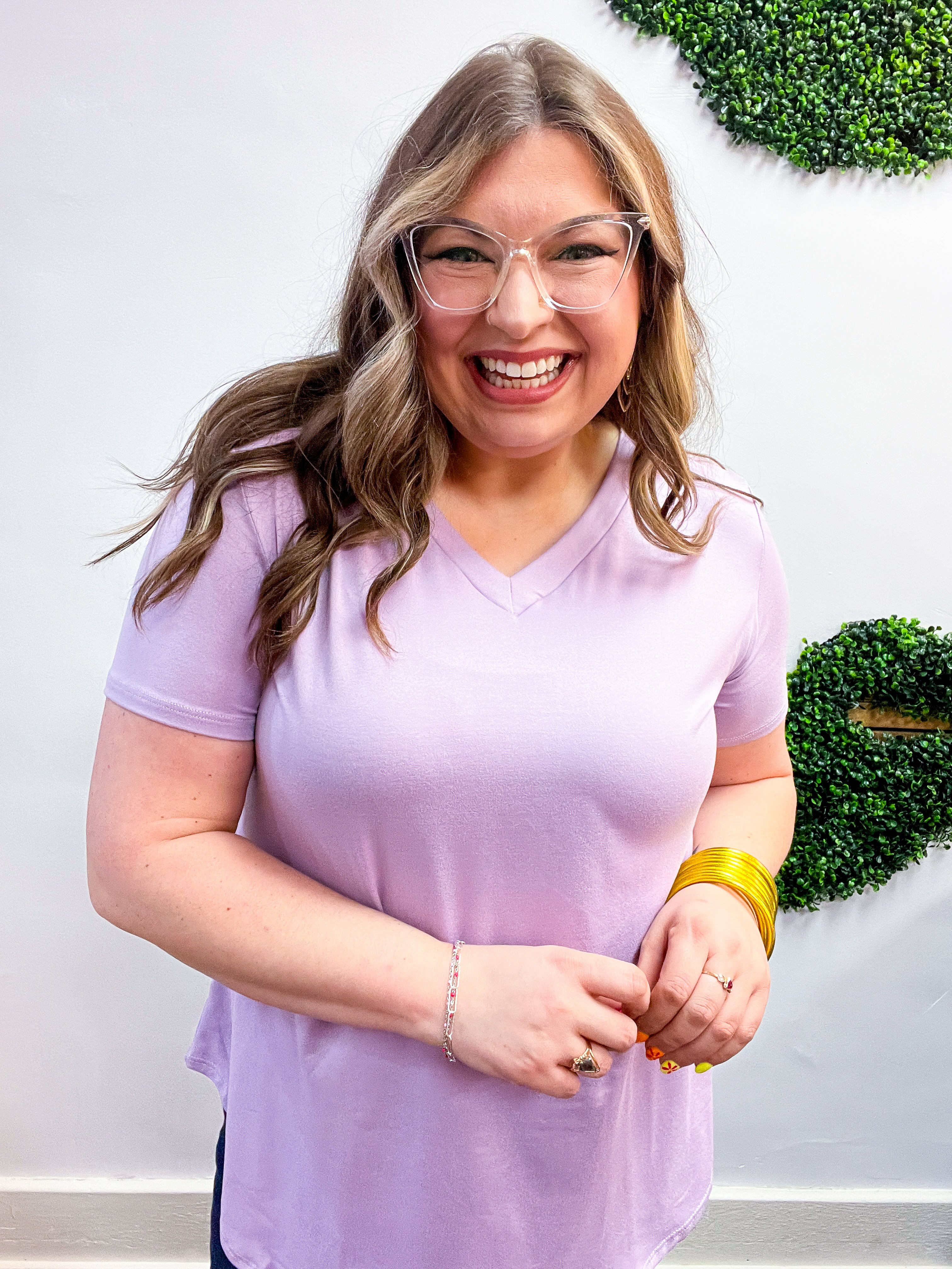 Butter Soft Breeze V Neck Top in Lavender